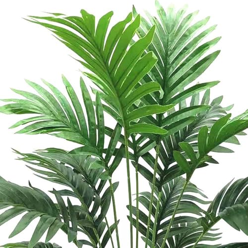 Image of Dekorly Plastic Fake Plants Artificial Floor Plants Large Tropical Palm Tree Tall Monstera Plant in Pot Faux Plants for Indoor Outdoor Home (Areca | Without Pot, Pack of 2), Green