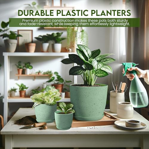 image for Utopia Home - Spotty Plant Pots Indoor with Drainage - 7/6.6/6/5.3/4.8