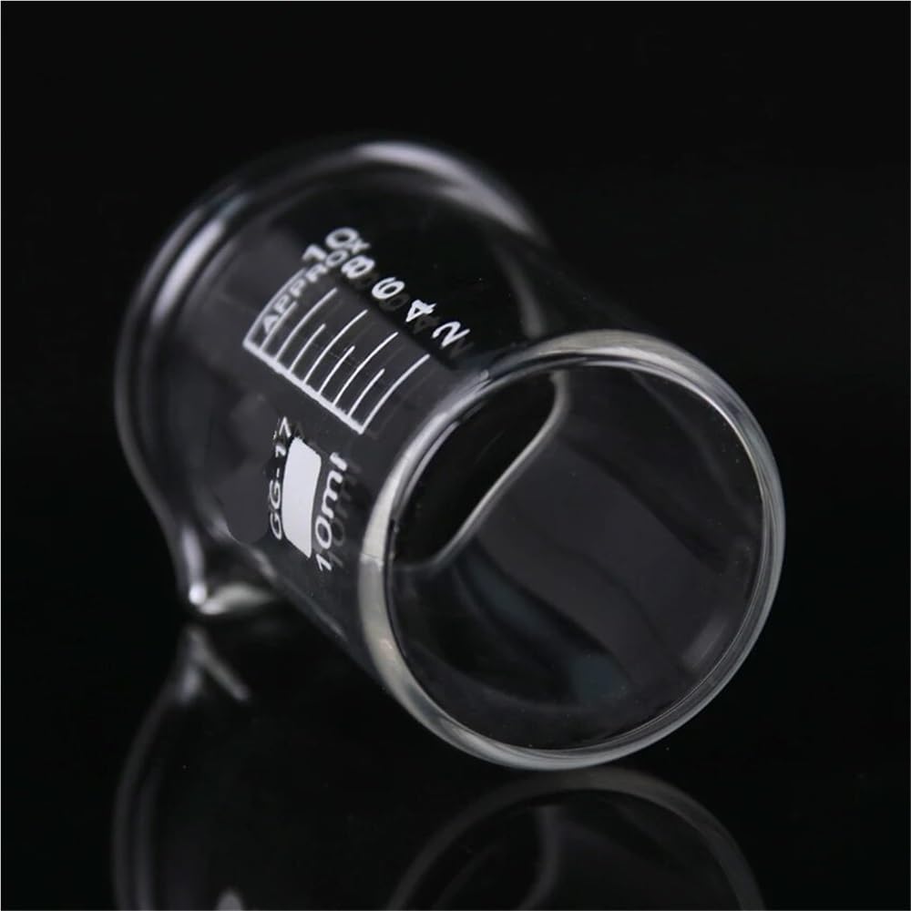 Vaso medidor de Vidrio de 10 ml, Vaso de precipitados de Laboratorio con Pico, Transparente, de Forma Baja, para química, 1 Unidad