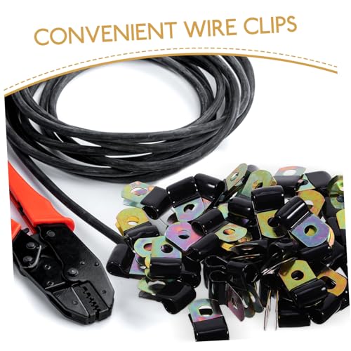 Holibanna 50pcs Sujetadores de Cable de Acero Inoxidable Clips para Gestión de Cables en Escritorio miniatura 5