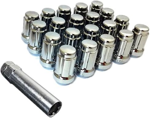 UPGR8 S-Series 20 Pieces Steel Closed Ended Wheel Lug Nuts with Key (M12 X 1.5MM, Chrome)