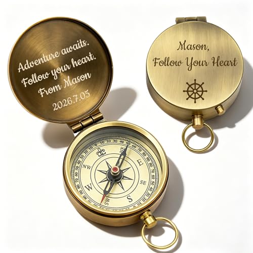 Brújula de latón personalizada portátil con grabado