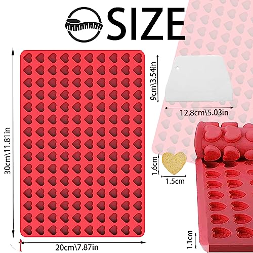 Backmatte Hundekekse, 1.5 cm Silikon Backmatte, 150 Löcher Hundekekse Backform, Herzenbackform, Hundekekse Mini Backunterlage für Hundekekse und Leckerlis DIY (Rot)