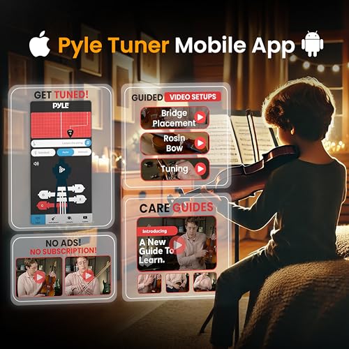 Pyle 4/4 Silent Electric Violin with Amplifier Kit - Solid Wood Violin with 10W Amp and Complete Accessories, Full Size Orchestral Stringed Instrument - Image 5