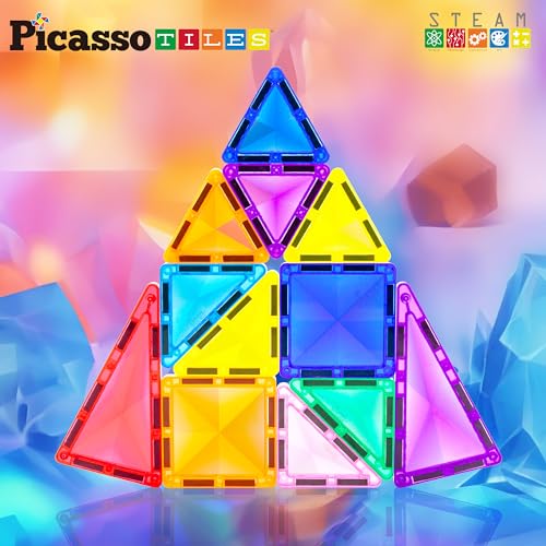 Image of PicassoTiles Travel Size Series Magnet Building Blocks Toy Set mini Diamond Magnetic Construction Block Sensory Toys Preschool Toddler Boy Girls Age 3+ STEM Educational Learning Kit Pretend Play PTM13
