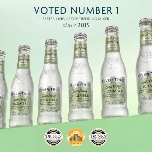 Image of Fever-Tree Sparkling Cucumber - Premium Low Calorie Mixer for Cocktails and Mocktails, 6.8 fl oz Bottles, Pack of 4 - Naturally Sourced, Non-GMO