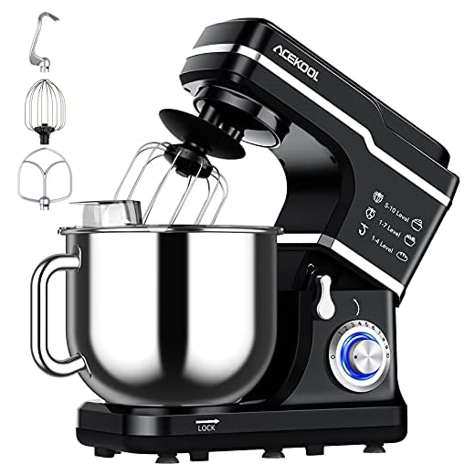 Stand Mixer, 7.5QT Kitchen Electric Food Mixer 10-Speed Tilt-Head Dough Mixer for Baking&Cake, with Stainless Steel Bowl, Whisk, Dough Hook, Beater, Splash Guard (660W) BLACK MC1
