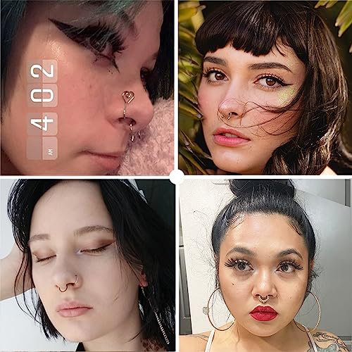 Fake Nose Ring Hoop Fake Nose Stud Magnetic Septum Nose Ring Stud Stainless Steel CZ Fake Nose Piercing Stud Faux Nose Ear Lip Cuffs Non Pierced Jewelry for Women Men3