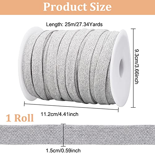 BENECREAT 27.34 Yards/25m Light Grey Flat Replacement Cotton Cords - Image 2