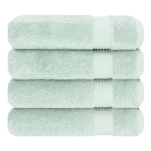Image of Cotton Paradise 100% Cotton Turkish Towel Set, Soft Absorbent Quick Dry, 4 Piece Bath Towel Set, Mint Green