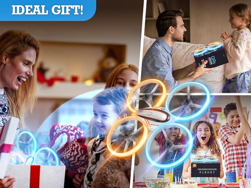 Image of Q9s Drones for Kids,Cool RC Drone with Altitude Hold and Headless Mode,Hobby Quadcopter with Blue&Orange Light,2 Batteries and Remote Control,Birthday and Xmas Gifts Toys for Boys and Girls,Orange