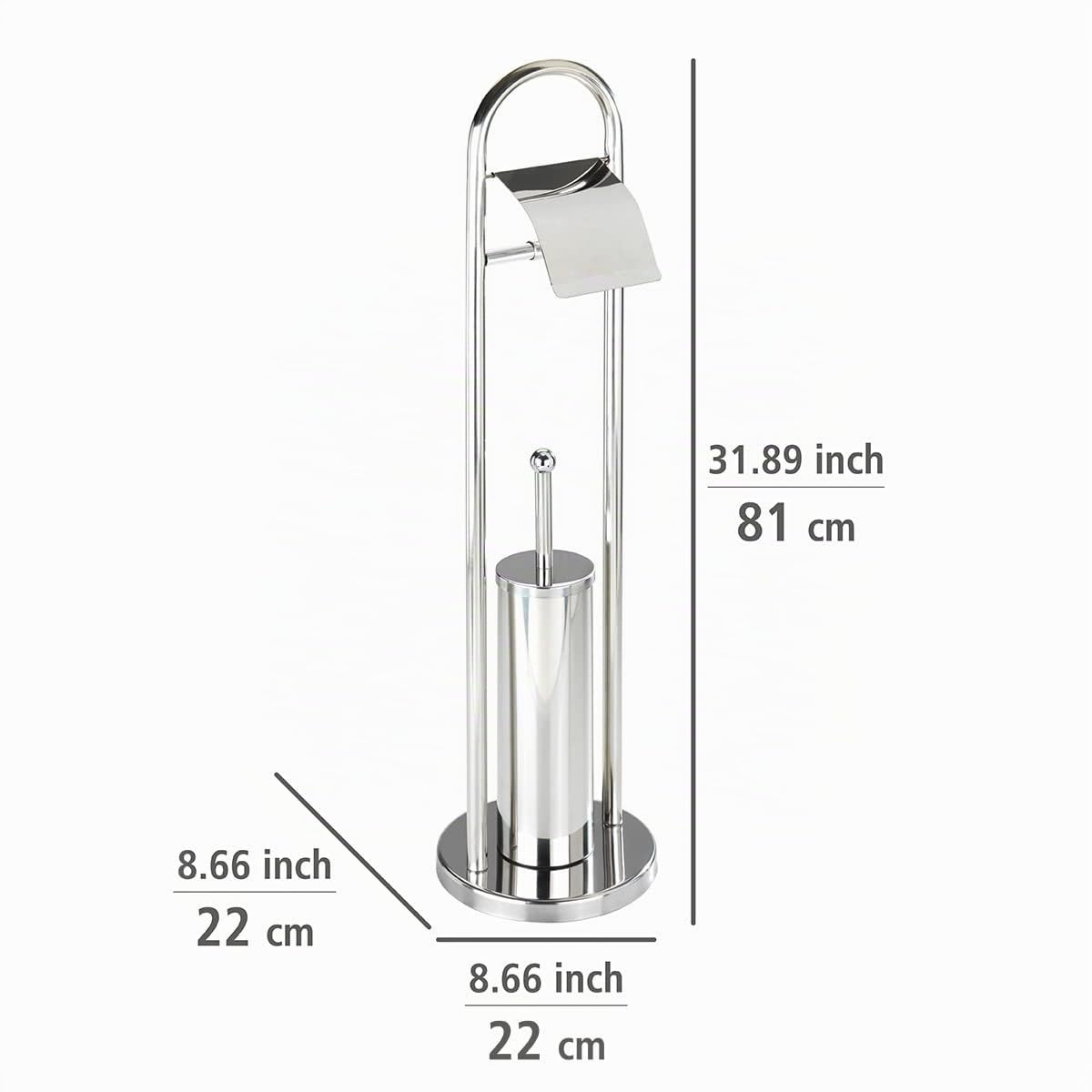 Wenko Juego de Pie para WC, Acero Inoxidable, Plata Brillante, 22x22x81 cm