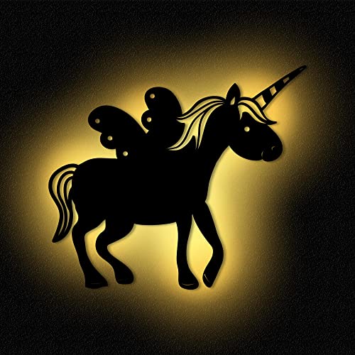 Vägglampa enhörning I nattlampa snooze-lampa barnrum barn flickor pojke I MDF trä batteridriven