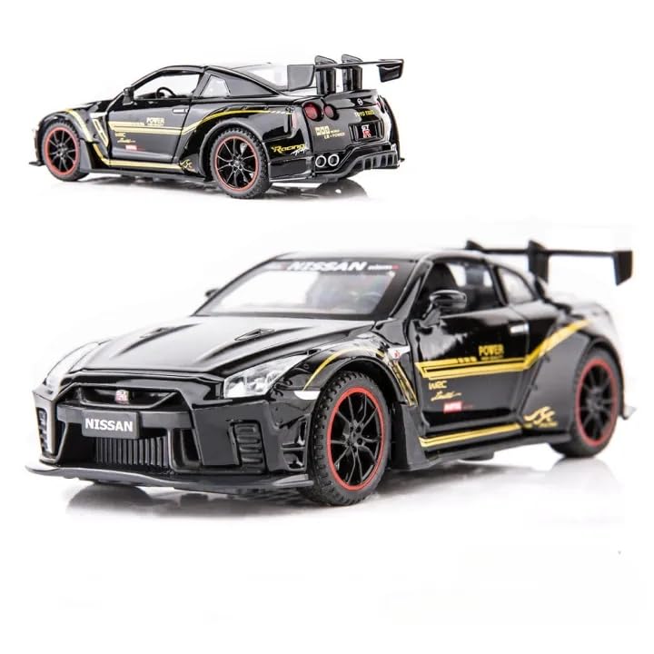 Image of Alokik Enterprise 1:32 Nissan GTR R35 Diecast Metal Pull Back Car with 6 Openable Doors with Sound and Light Toy Decoration car Best Gift Toys for Kids 【Color As Per Stock】