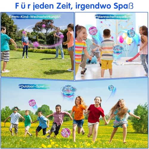 Zookao Fliegender Ball, Mini Drohne Für Kinder Flying Boomerang Ball mit LED Licht Spielzeug Geschenke für Jungen Mädchen Indoor Outdoor Cooles Flugzeug