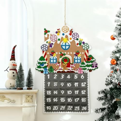 Watersay Christmas Gingerbread House Advent Calendar 2ft Felt Ornaments for