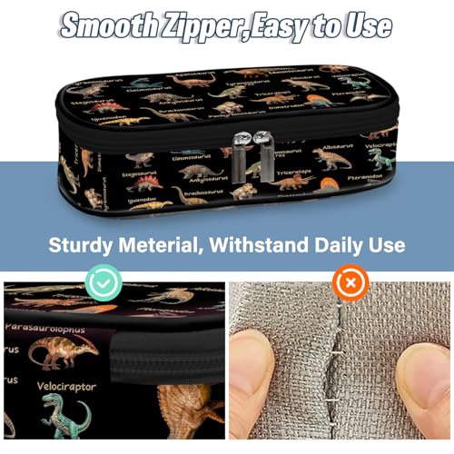 Image of Dinosaur Pencil Case, Dinosaur Pen Bag For School, Dinosaurs Pencil Case For Kids Girls Boys, Large Capacity Desk Organizer School, Pen Box Birthday Gifts