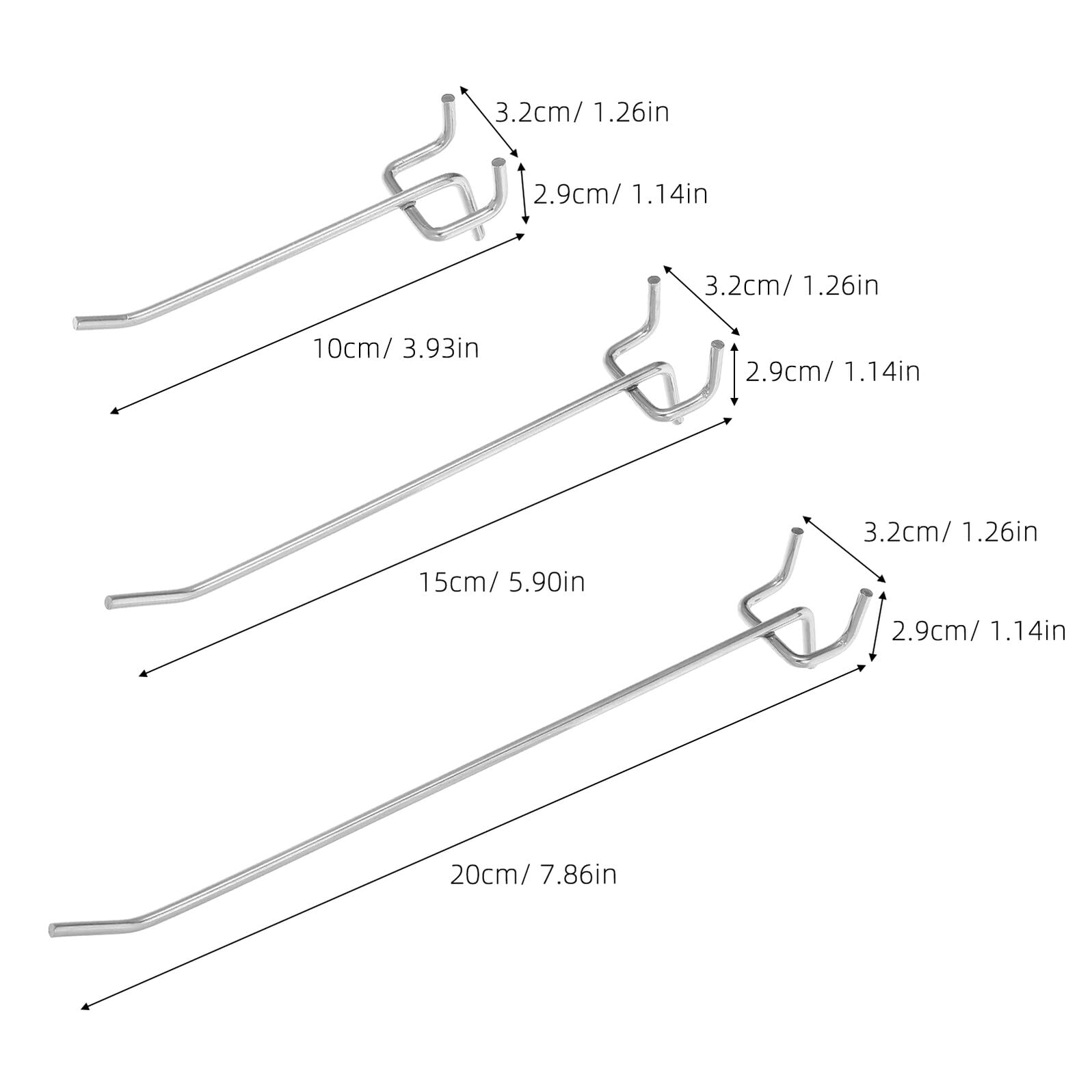 LIFKOME 90 Stück Robuste Lochwandhaken aus Eisen, Silber, 3, 2 Mm