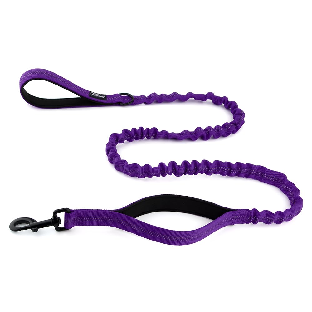Snootiful Hound Bungee Dog Lead - Double Handle Shock Absorbing Lead - Assorted Colours - 150-200cm (Purple)