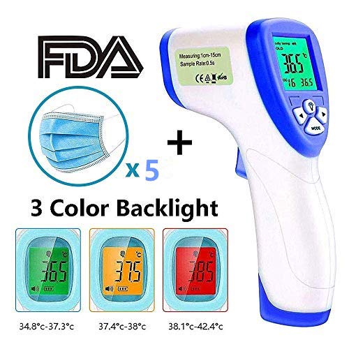 Thermomètre Frontal, Suxman Thermomètre Infrarouge Thermomètre Infrarouge, Thermomètre Laser, Thermomètre sans Contact, LCD Numérique