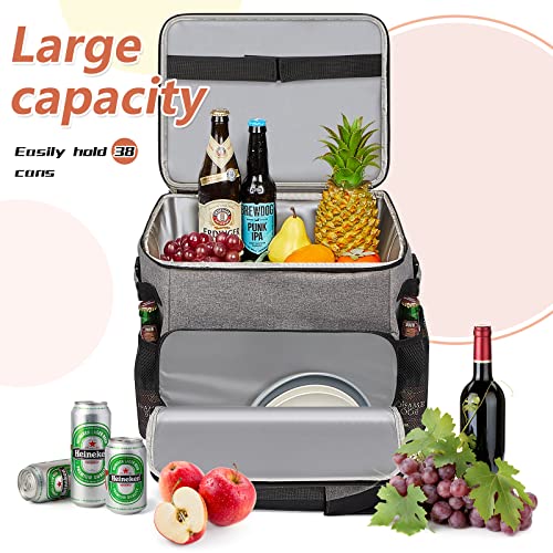 Cooler With Wheels 35 Can Collapsible Rolling Cooler Soft Insulated Roller Cooler Portable Leak Proof Cooler Bag With Wheels And Handle For Camping Hiking Bbq Summer Beach Travel Outdoor Activities #TOP2