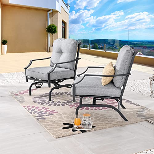 LOKATSE HOME 2 Pieces Outdoor Conversation Furniture Patio Bistro Armchair Set Metal Single Dining Chairs with Cushion, Grey - Image 7