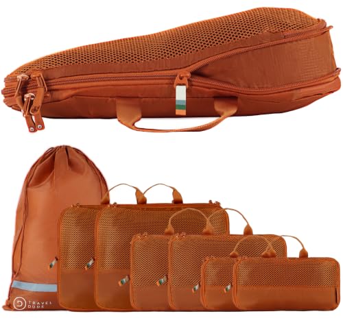 TRAVEL DUDE Compression Packing Cubes, Travel Luggage Organisers, 7 Pcs Set