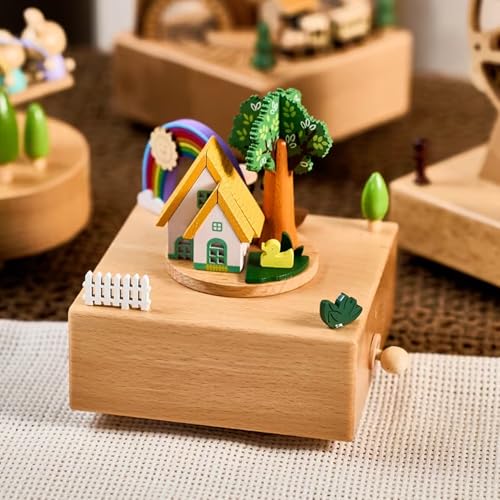 Image of AUGEN Exclusive Music Box Musical Boxes Carousel Children's Boutique Wooden Men and Women Birthday Creative Christmas Valentine's Day Gift Home Decoration (1086F6)
