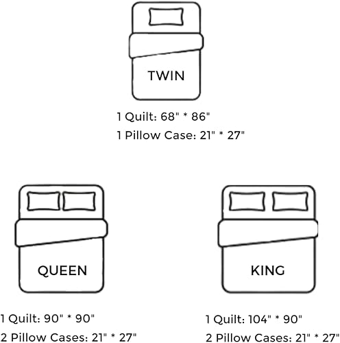 Miniatura 7 de Juego de edredón ultra suave de 3 piezas, colcha de microfibra ligera, diseño de punto de diamante de doble cara para todas las estaciones (1