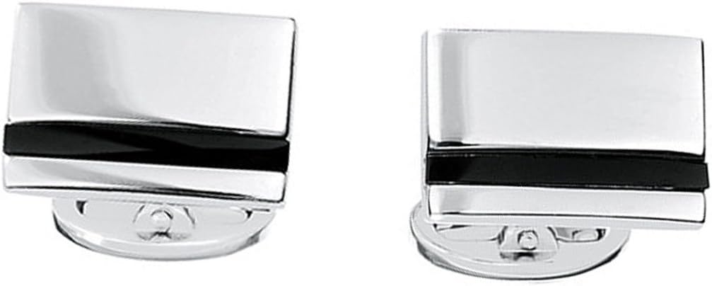 Jan Leslie Sterling Silver Onyx Stripe Cufflinks