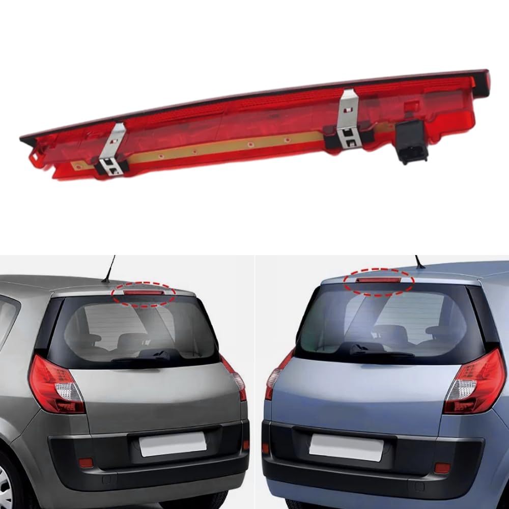 Riloer Tercera luz de freno, luz de freno LED de alto nivel para puerta, lámpara de freno trasera de alto nivel compatible con Renault Megane Mk2 Hatchback Scenic II Grand Scenic, 8200073239, 1