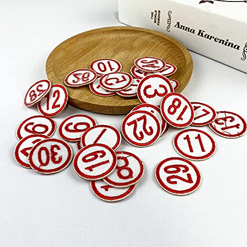Muka 50 Pcs 1-50 Embroidery Number Patches Iron-On & Sew-On Applique Diy Sewing Clothes Accessories For School/Work Uniform, 1"-Red #TOP5