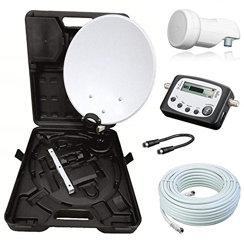 netshop 25 Camping SAT Koffer 40cm Spiegel + Single LNB + 10m Kabel + Digital SAT-Finder