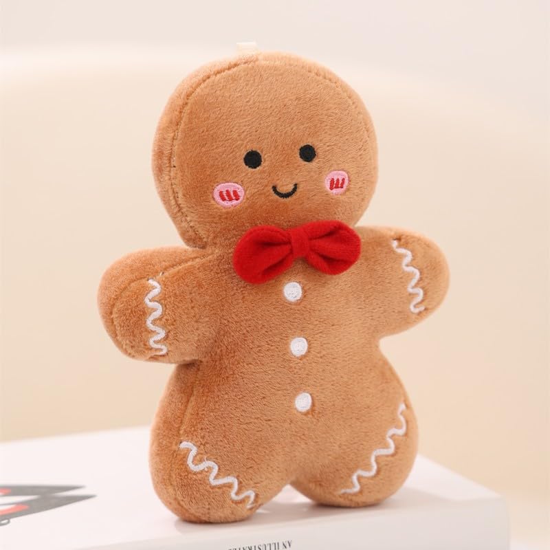 Cyprinus Carpio 5-7/8 INCH Christmas Gingerbread Man Pillow Creative Biscuit Man Plush Soft Throw Pillows Stuffed Premium Polyester Fiber Sofa Cushion Christmas Party Decor