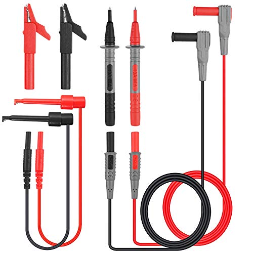 Test Leads, Electrical Multimeter Leads kit with Alligator Clips,Metal Probes, Test Hooks, CAT II 1000V 10A,Set of 8 Pieces Tacklife METL04