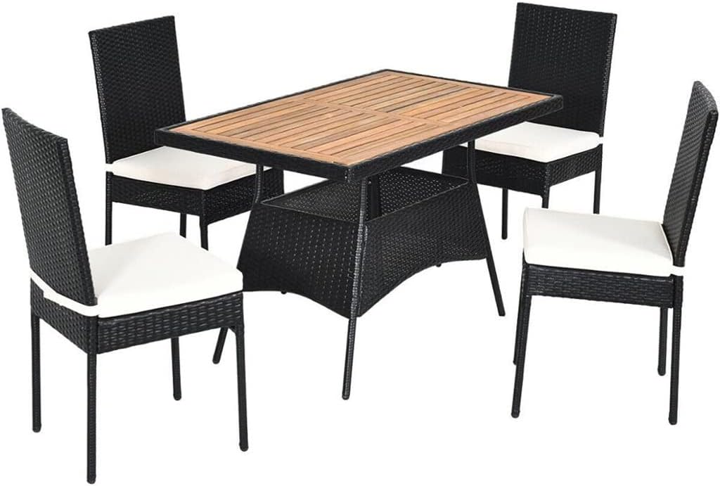 Dining Tables 5 Pack Terrace Rattan Dining Table with Wood