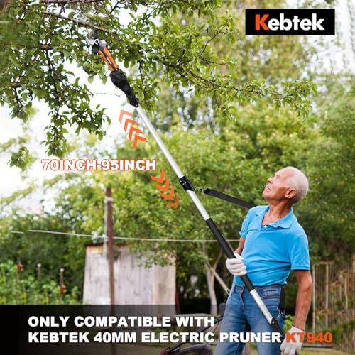 Kebtek 2-in-1 Battery Powered Pole Pruner, Electric Secateurs Cordless 1.4" (35mm) Cutting Diameter Electric Tree Pruner with 8.5Ft Telescopic Extension Pole, 2×2.0Ah Battery for Tree Trimming