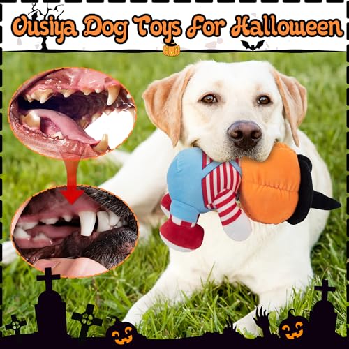 Juguete mordible de peluche calabaza para perro Halloween miniatura 5