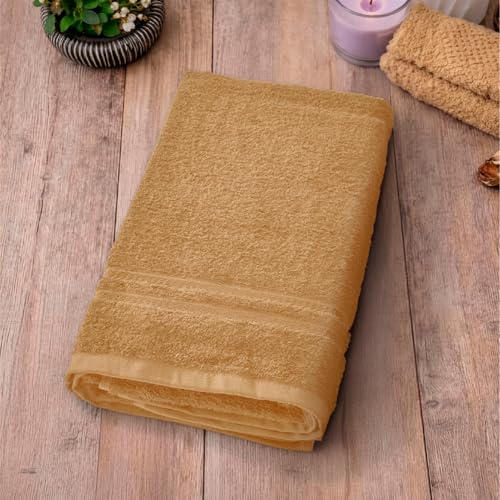 Image of Welspun Arlo 100% Cotton Bath Towel | Towels for Bath Large Size | Soft & Highly Absorbent Cotton Bath Towel | Quick Dry Bathing Towel for Men & Women | 70 x 137 cm | Tan
