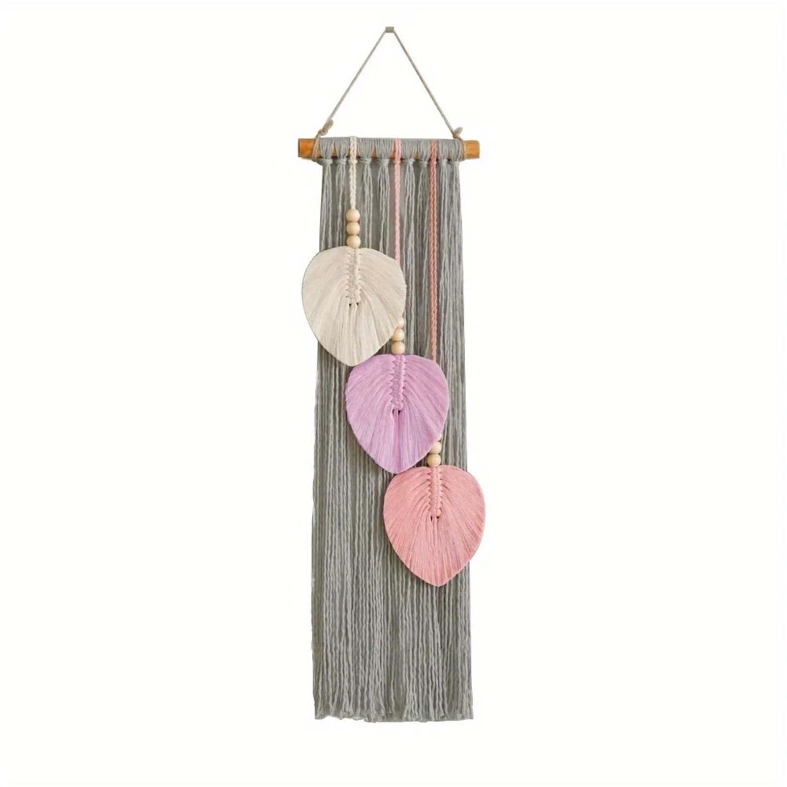 XCTDSVAH Tapestry 1 Pc Macrame Woven Hanging Tapestry, 3 Leaves, Tapstry On The Wall, Decoration(Pink)