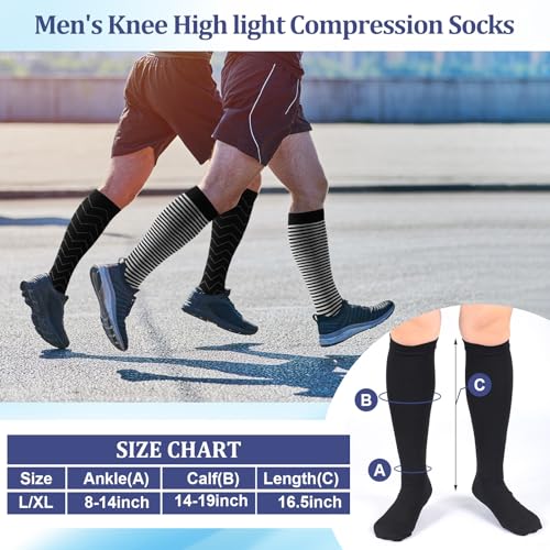 12 Pairs Men Dress Compression Socks Men's Knee Long Light Socks 8-15 mmHg Graduated Support Christmas Gift3