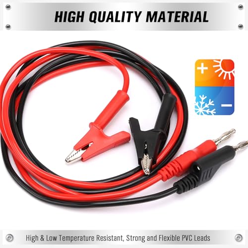 Image of SWANLAKE 2-Piece Banana Plug to Alligator Clip Test Leads, 1000V 15A 3.5ft /1M Multimeter Electrical Alligator Clips, Flexible Copper Cable Banana Plug, Electrical Wires with Gator Clips