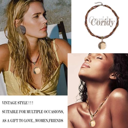 Boho Stone Pendant Necklace Tribal Choker Necklaces Fashion Beaded Jewelry for Women2