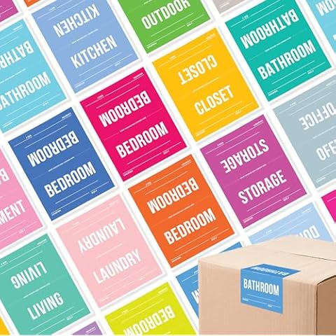 Home Packing Labels - 160 Set Color-Coded Moving Stickers, New Easy Peel Backing, Includes Blank Labels for Custom Notes | 4x5 Inches | USA Owned Business Cover