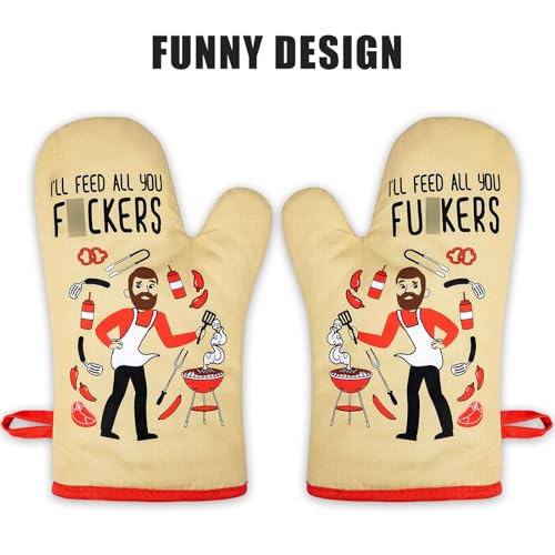Miracu Funny Oven Mitts, Present for Chefs, Cooking Gadgets, BBQ Oven Mitt, Unique Gifts for Cooks Dad Brother Him, Manly Valentines Housewarming Grilling Kitchen Culinary Chef Gifts for Men Who Cook