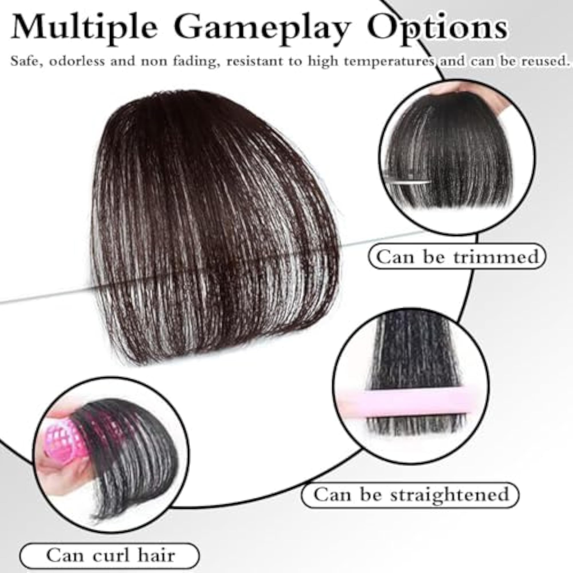 2 PCS Clip in Bangs Hair Extensions for Women
