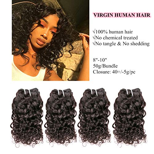 ShowCoco 10A Indian Natural Wave Hair Bundles with Closure 3 bundles Raw Virgin Indian Remy Human Hair Unprocessed Virgin Natural Weave Bundles with Free Part Closure(14 16 18 with12 Closure)