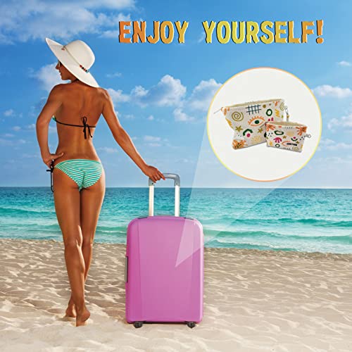 2pcs Cosmetic Bags,makeup bag for women,aesthetic organizer toiletry bags,travel essentials,travel size toiletries,a small make up bag and a big make up bag(colorful bag)4