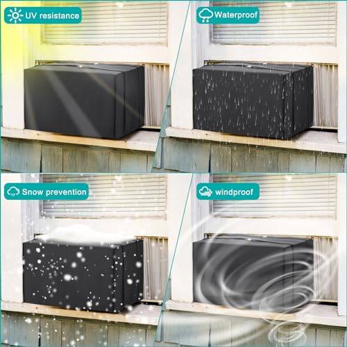 Fivebop Window Air Conditioner Insulation Cover for Outside Units 3 Layer Winter Dustproof Waterproof Outdoor Window AC Cover with Adjustable Straps (21\"Lx15\"Hx16\"D) - Thumbnail 3