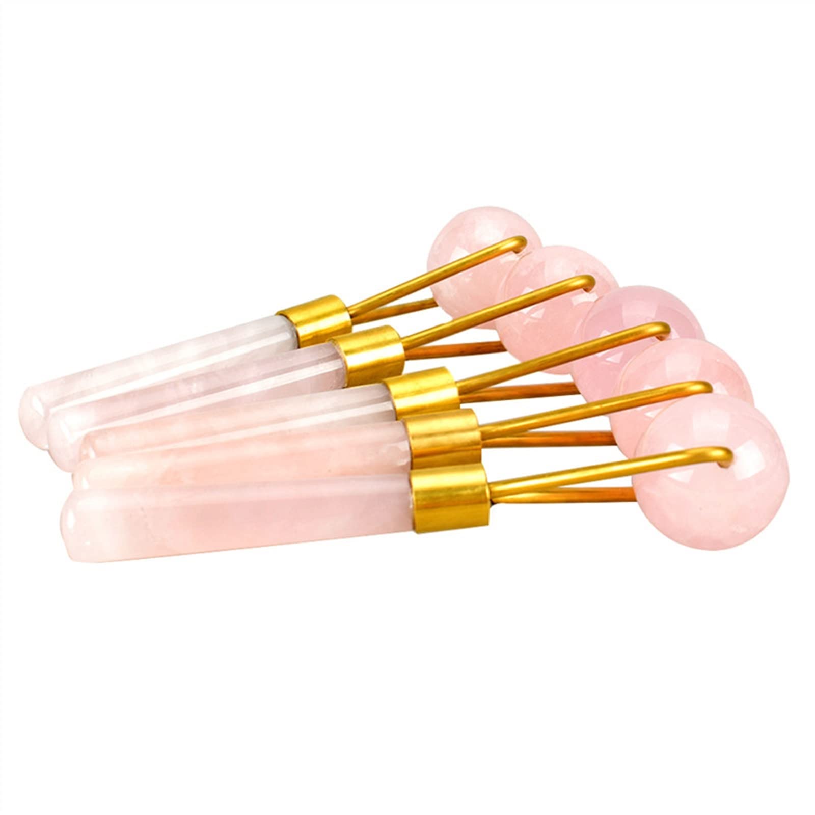 Bola de Masaje Rodillo de Jade GuaSha Raspado Herramienta de Estiramiento Facial Piedra de energía de Cristal Rosa Masajeador Corporal for Relajarse en la Espalda 1 Uds.